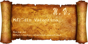 Módis Valentina névjegykártya